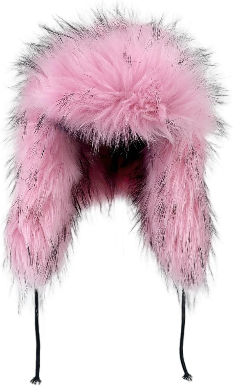 YFJNV Y2K Faux Fur Russian Hat, Soft, Warm Winter Trapper Hat with Earmuffs for Men and Women - Image 2